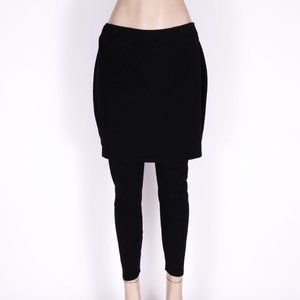 Eileen Fisher Jersey Knit Black Skirt Layered Leggings Women's Pull On SZ L